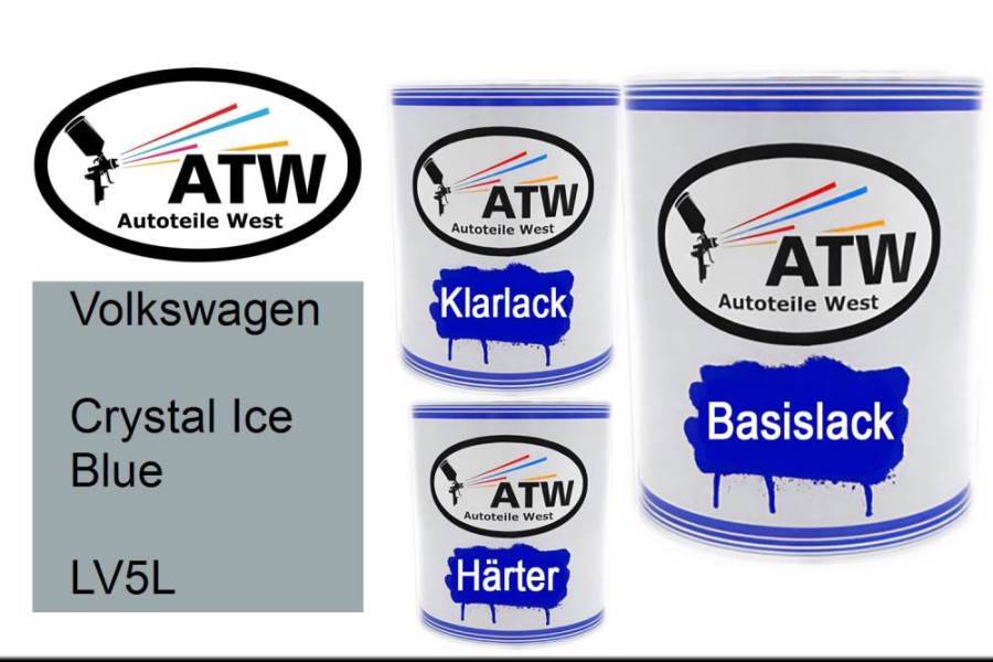 Volkswagen, Crystal Ice Blue, LV5L: 1L Lackdose + 1L Klarlack + 500ml Härter - Set, von ATW Autoteile West.